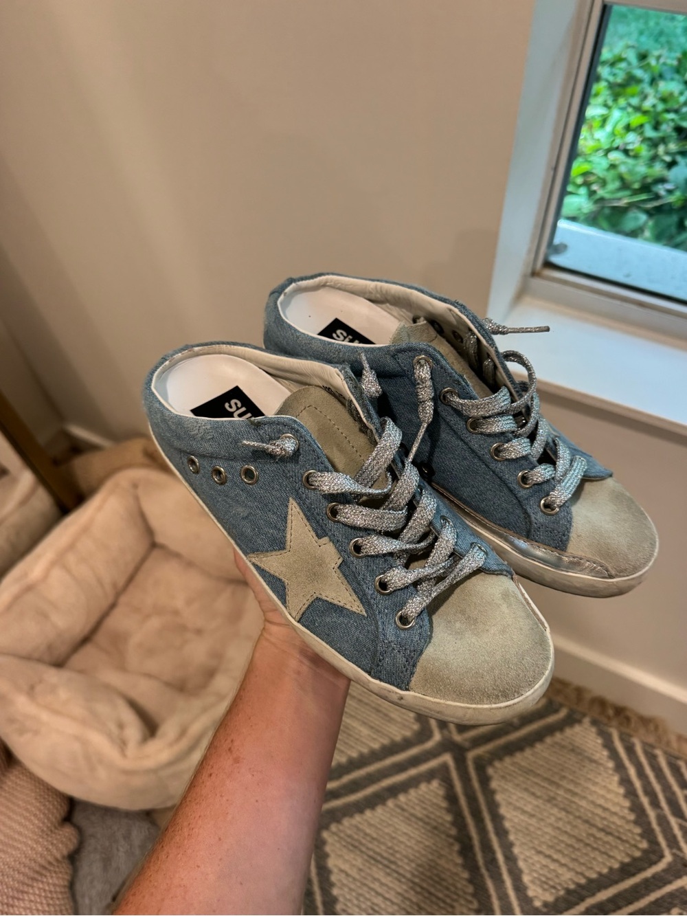 Golden Goose Light Blue Denim Star Sneakers